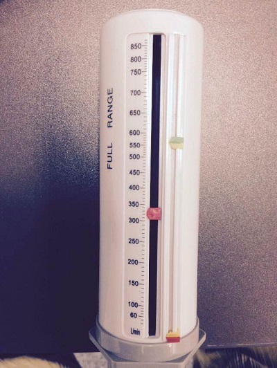 Use image to identify scale number on pulmonary capacity devices